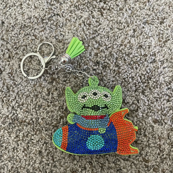 Accessories - Green Alien Rocket Crystal Keychain